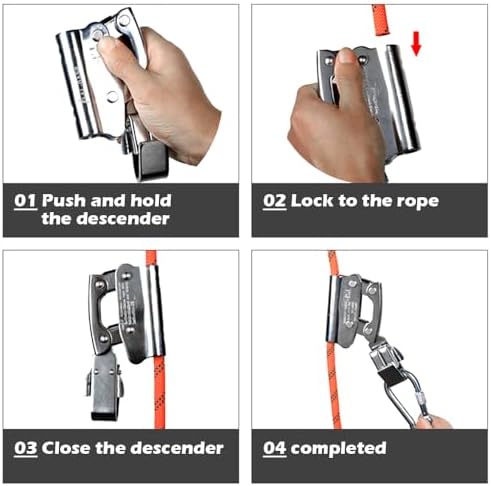 Climb Self Locking Rope Grab - Alloy Steel, Safety Protection 25 kN(Aprx 300LB), Used with 5/8’’ Lifeline Rope, for Construction, Climbing, Fall-Protection (Round Lock)