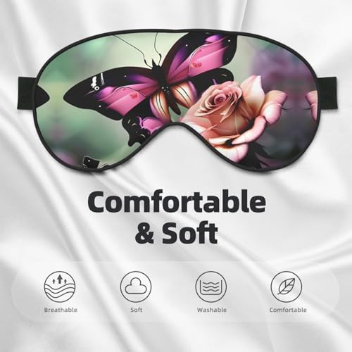 Flower Rose Butterfly Double Side Eye Mask, Adjustable Strap Eye Mask, Eye Sleep Shade Cover, Blocks Light Eye mask