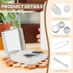 6 Pack Mirrored Surface Contact Lens Case, Travel Eye Contact Case Holder with Mirror, Remover Tool, Tweezers & Solution Bottle, Portable Lens Container Storage for Outdoor Daily