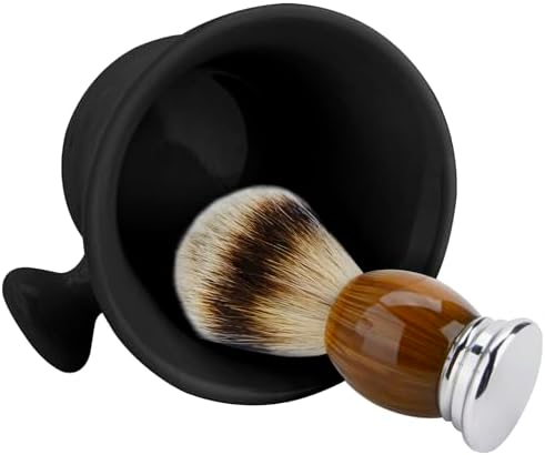 Linkidea Ceramic Mug Shaving with Knob Handle, Deep Size Wet Shaving Cup, Razor Shave Soap and Cream Bowl for Men (Black), RAC22-01