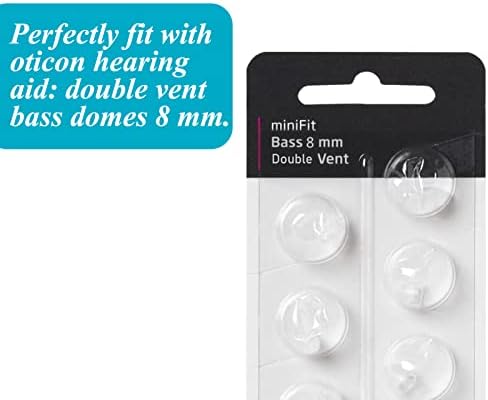 Hearing Aid Domes for Oticon Replacements, Oticon Minifit Double Vent Bass Domes (8 mm/2 Packs）, Universal Domes for Oticon Hearing Aid Supplies.