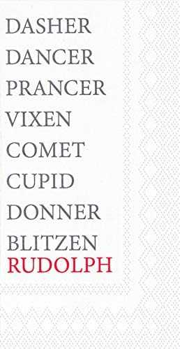 Boston International IHR 3-Ply Dinner Napkins Decorative Paper Guest Towels, 16-Count, 8.5" x 4.5", Reindeer