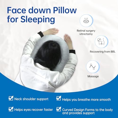 Face Down Pillow After Eye Surgery - BBL Pillow After Surgery for Sleeping - Prone Face Down Massage Pillows Headrest for Bed - Retinal Vitrectomy Recovery Equipment, Grey