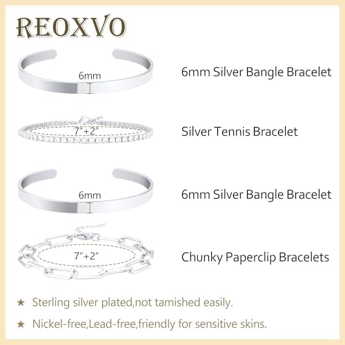 Reoxvo Gold Plated Bangle Cuff Bracelets for Women Non Tarnish Gold Bracelet Stack Jewelry Set for Women Trendy