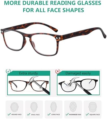 Eyekepper Ultrathin Flex Frame 5-Pack 80's Reading Glasses Include Sunshine Readers +4.0