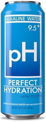 Perfect Hydration 9.5+ ph Alkaline Water, Electrolyte Minerals for Taste, Made in the USA, 16.9 oz Recyclable Aluminum Cans, Pack of 24
