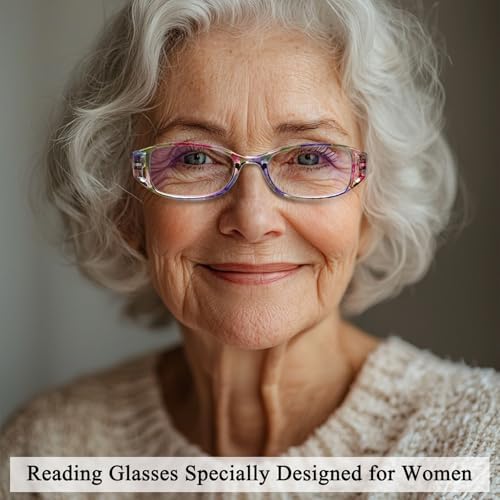 6 Pack Reading Glasses for Women, Blue Light Blocking Ladies Readers, Spring Hinge Fashion Pattern Print Eyeglasses