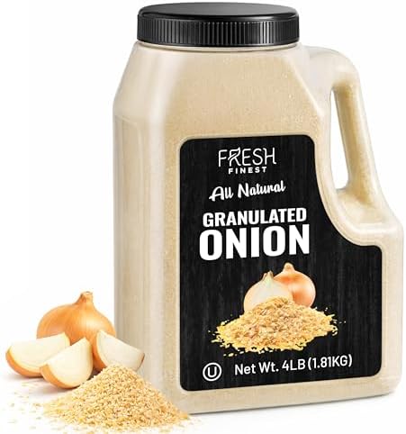 Fresh Finest Bulk Granulated Onion 4 LB - Premium Onion Powder - All-Natural, Non-GMO, Gluten-Free, Kosher - Perfect for Cooking, Seasoning, and Enhancing Flavors