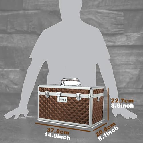Storage Lock Box with Combination Lock, Lockable Medicine Storage Box, Empty First Aid Box, Security Lock Box, Multipurpose Locking Box for Home and Outdoor Use (Coffee, X-Large)
