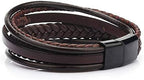 Men's Black Leather Multi-Strand Bracelet Casual Brown Braided Bracelet