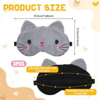3 Pieces Cute Cat Sleep Mask, Cute Cat Eye Mask for Sleeping Cartoon Animal Sleeping Blindfold Eyes Cover Funny Animal Cats Sleepings Masks Lightweight Kawaii Eyemask for Women Men Kids