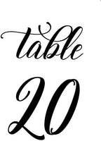 Darling Souvenir Calligraphy 1-50 Table Numbers Wedding Reception Decor Table Cards (4x6 Inches)