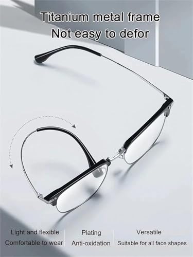 Ultra Light Anti Blue Presbyopic Glasses, Titanium Frame HD Reading Glasses with Spring Hinge, for Men Women