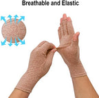 2-Pair Arthritis Compression Gloves for Alleviate Rheumatoid Osteoarthritis, Carpal Tunnel Raynauds Disease, Fingerless Design Breathable & Moisture, Women and Men (Coffee, Small)