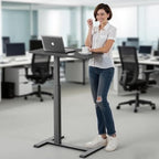 GallopFun Mobile Standing Desk with Wheels,Pneumatic Laptop Desk Height Adjustable,Rolling Teacher Overbed Bedside Table for Home,Office,Classroom,Black