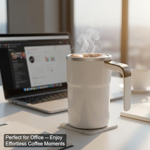 Self Stirring Coffee Mug, Electric Auto Mixing Cup for Coffee & Protein Shakes, Rechargeable, 13 oz Black, Perfect for Office & Home Use