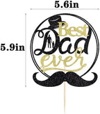 Best Dad Ever Circular Glitter Cake Topper Shiny Father's Day Decor