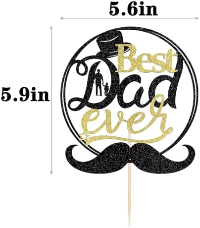 Best Dad Ever Circular Glitter Cake Topper Shiny Father's Day Decor
