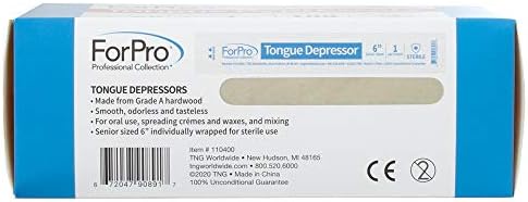 ForPro Professional Collection Senior Tongue Depressors, Large Wax Applicator Sticks, 6" Senior Sized, Sterile, Individually-Wrapped, 100-Count"
