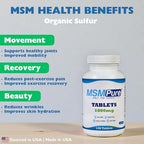 KALA HEALTH MSMPure MSM Tablets – 1,000 mg US-Made MSM per Tablet for Joint Health, Skin Appearance, Hair & Nail Support – Coated for Easy Swallowing, Tasteless – 120 Count