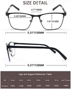 MODFANS Men Reading Glasses Blue Light Blocking Glasses Metal Square Readers Stainless Steel Material Anti Eyestrain/Glare/UV