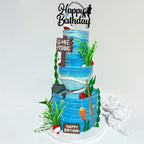 18 PCS Gone Fishing Cake Topper Decoration for Fisherman Themed Birthday Retirement Party Supplies