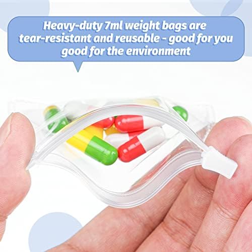 Nuanchu 200 Pieces Pill Pouches Bags Set Reusable Zippered Pill Baggies Clear Plastic Self Sealing Travel Medicine Organizer Storage with Slide Lock for Medicine and Small Items