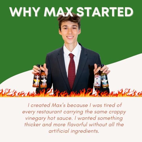 Max Flame-ous Jalapeño Hot Sauce - Earthy & Zesty | Mild 2/5 Heat | Perfect for Topping Eggs & Pork | Cooking | Best, Young, Unique Flavor, Tasty | Gift | 5 Fl Oz Glass Bottle
