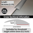 Floor Transition Strip Self Adhesive Carpet Wood Tile Vinyl Flooring Laminate Transition Cover Edge Trim Gap Doorway Threshold for Uneven Floors Heights Within 5 mm (40 inches, Gray Forest)