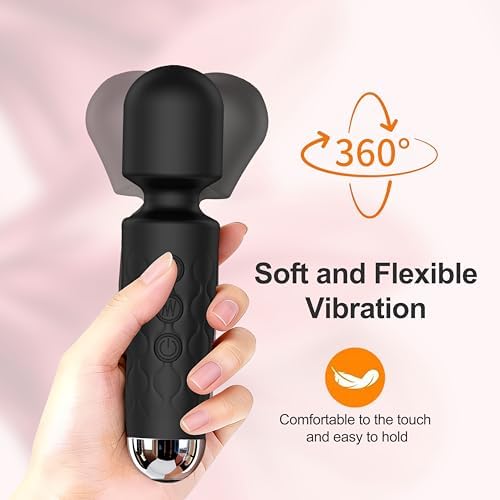 Personal Massager Wand, 8 Speeds 20 Modes Handheld Vibration, Cordless Portable Waterproof Massager, Quiet Mini for Muscle Aches, Back Pain & Sports Recovery, for Women (Black)