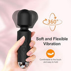 Personal Massager Wand, 8 Speeds 20 Modes Handheld Vibration, Cordless Portable Waterproof Massager, Quiet Mini for Muscle Aches, Back Pain & Sports Recovery, for Women (Black)