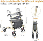 Rollator Walkers for Seniors Folding Rollator Walkers with Seat and Four 8 inch Wheels Medical Rollator Walker with Comfort Handles and Thick Backrest Aluminium Frame,Champagne