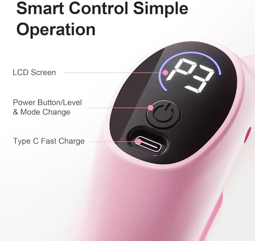 Deep Tissue Percussion Massage Gun, Ergonomic Fascia Blaster with 3 Modes & 5 Levels, Fascia Ring Massager with Belt for Muscle Relief & Full-Body Relaxation（Pink）