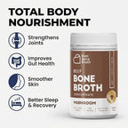 Grass-Fed Beef Bone Broth Concentrate with Mushrooms | Help Improve Joints, Skin, & Gut | Liquid Collagen Amino Acids | Keto, High Protein, Gluten Free | 35 Servings / 2.25 Gallons | Australian Beef