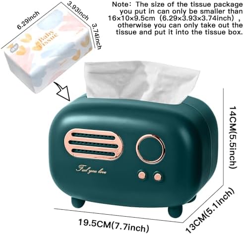 SGVAHY Retro Radio Shape Tissue Cover Box Unique Multifunction Tissue Box for Kitchen Bedroom Office Parlor Bathroom Decoration Creative Gift Tissues Cover (Retro Radio Green)