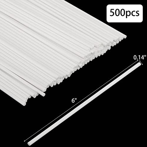 500Pcs 6 Inch White Paper Lollipop Sticks, Paper Sucker Sticks, Cake Pop Stick for Cake Toppers, Chocolate,Cookie,Rainbow Candy