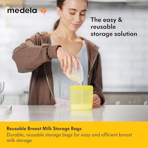 Medela Reusable Silicone Breast Milk Storage Bags with Double-Seal Design, BPA Free, One-Piece, Fridge and Freezer Storable, 220 ml, 500 Uses