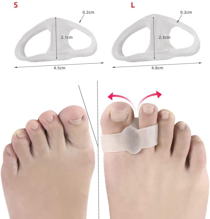 Gel Big Toe Separators, 3 Pairs Soft Silicone Big Toe Corrector Toe Spacer, Double Loop Toe Separator Hammer Toe Overlapping Toes Straightener Sleeves for Big Toe Alignment Bunion Foot Pain Relief (L)