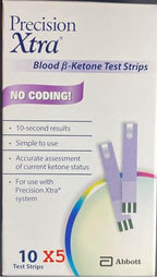 Precision Xtra Blood Ketone Test Strips, Unboxed, Sealed, 50 Test Strips, Exp: 10/2018+