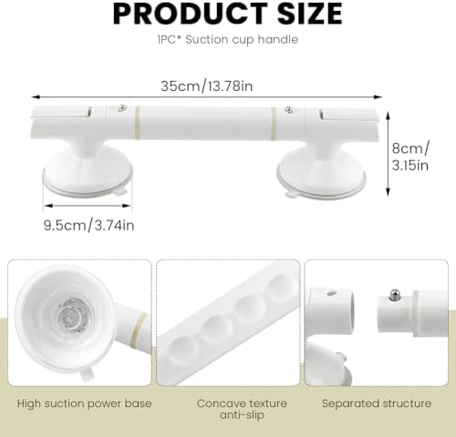 Grab Bars for Bathtubs and Showers, 13.8 Inch Shower Handle Bathtub Safety Aids Heavy Duty No Drilling Removable Shower Handrails Glow-in-The-Dark for All Ages and Occasions