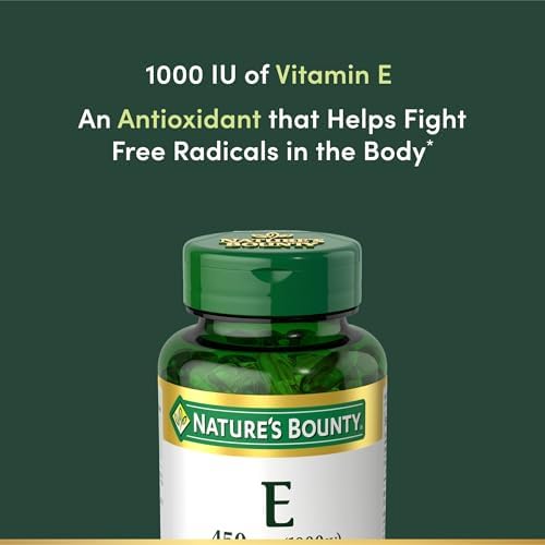 Nature's Bounty Vitamin E 1000 IU Softgels, Supports Antioxidant Health & Immune System, 1 Serving per Day, No Gluten, 60 Softgels (Pack of 1)