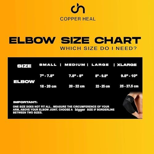 COPPER HEAL Elbow Compression Sleeve - Recovery Elbow Brace GUARANTEED with Highest Copper Infused Content - Support Stiff Sore Muscles & Joints Tendonitis Arm Tennis Basket Wrap