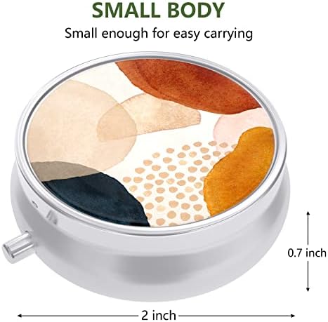 Nipichsha Pill Box, Small Pill Case for Purse & Pocket, Cute Travel Medicine Organizer, Portable Medicine Container Holder to Hold Vitamins, Medication, Fish Oil & Supplement, Simple Abstract Art