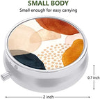 Nipichsha Pill Box, Small Pill Case for Purse & Pocket, Cute Travel Medicine Organizer, Portable Medicine Container Holder to Hold Vitamins, Medication, Fish Oil & Supplement, Simple Abstract Art
