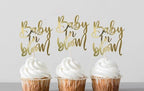 Gold Paper Baby in Bloom Cupcake Toppers,Baby Shower Cake Decoration for Pregnancy Announcement/Wecome Baby Party Supplies12pcs