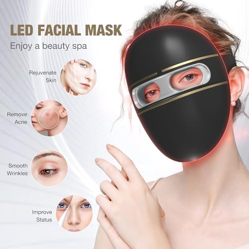 Pro-Grade FSA LED Light Therapy Facial Mask-Red & Blue Light Anti Aging for Face-HSA Salon Treatment for Acne, Wrinkles & Redness at Home
