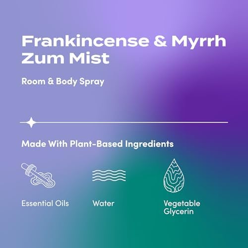 Indigo Wild Zum Mist Room & Body Spray - Aromatherapy Essential Oil Spray - Natural Body Mist & Room Spray - Frankincense & Myrrh Scent - 4 fl oz