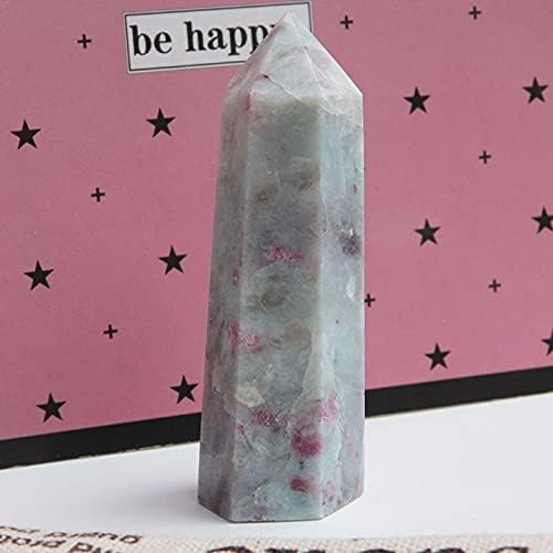 Acxico 1Pcs 7-8cm Natural Pink Tourmaline Tower Quartz Crystal Point Obelisk Wand Healing Gift
