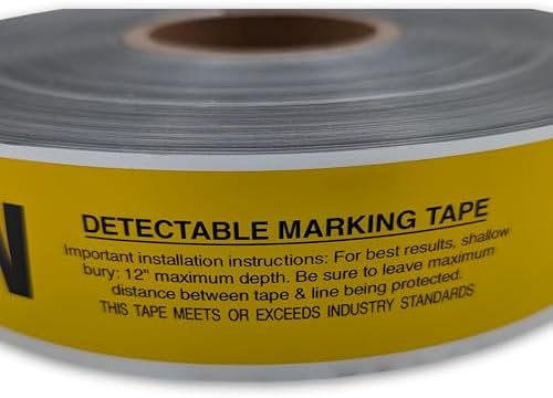 ACE Supply Detectable Underground Gas Line Tape - Detectable Underground Tape - 2 Inch x 1000 Ft Length, 5 Mil - Buried Gas Line Tracer for Utility Marking