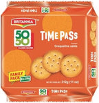 Britannia Time Pass Classic Salted Biscuits | Family Pack- 312 GM(11 oz)- 8 * 39gm | Light & Crispy Snack Perfect Tea-Time Treat